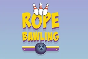 Üç bowling pimi ve bir bowling topu ile ROPE BAWLING yazısı