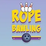 Üç bowling pimi ve bir bowling topu ile ROPE BAWLING yazısı