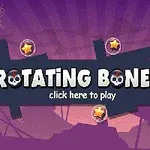 Mor tonlarda arka plan üzerinde Rotating Bones yazısı ve yıldız simgeleri