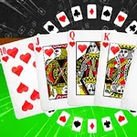 Bir poker masasında, ortaya açık olarak konulmuş şekilde onludan asa kadar sıralı bir kupa royal flush