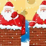 Kar ve arka planda ay ile birlikte bacada duran Noel Baba illüstrasyonu