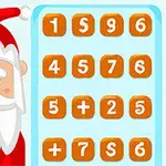 Noel Baba figürü ve yanında sayılar ve matematik sembolleri bulunan turuncu kutucuklar