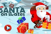Noel Baba paten giyiyor ve tüm Noel şekerlerini toplamaya çalışıyor