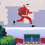 Noel Baba, çuvalıyla çatının üzerinde koşuyor