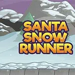 Karlı bir yolda koşan Noel Baba ve yanında SANTA SNOW RUNNER yazısı