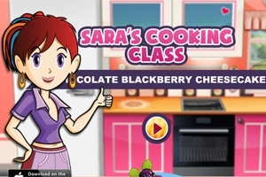 Bir mutfakta duran çizgi karakter kadın, üzerinde Saras Cooking Class yazılı bir afişin yanında başparmağını yukarı kaldırarak duruyor