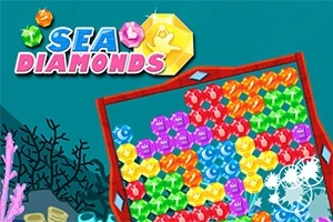 Renkli elmaslarla dolu bir oyun ekranı ve Sea Diamonds başlığı