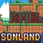 Piksel grafikli bir platform dünyasında toprak zeminler ve yanında SEASONLAND yazısı