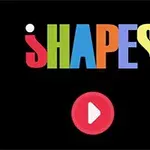 Siyah arka plan üzerinde renkli SHAPES yazısı ve altında kırmızı bir oynat düğmesi