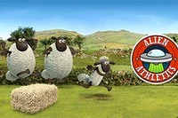 Shaun ve sürüsüne nesnelerin üzerinden atlamaları ve uzaylılara