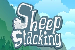 Dağ manzarası önünde bulutlu bir gökyüzü üzerinde Sheep Stacking başlıklı yazı