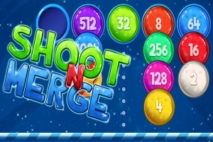 Rengarenk numaralı toplar ve büyük yazılmış “SHOOT N MERGE” metni