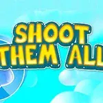Mavi arka plan üzerinde büyük, sarı renkte Shoot Them All yazısı