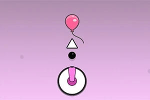 Pembe arka plan üzerinde bir balon, bir üçgen, bir daire ve bir çubuk düğmesinin görseli