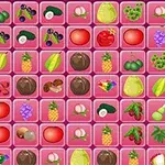 Pembe arka plan üzerinde çeşitli meyve ve sebze simgelerinin bulunduğu karelerden oluşan bir düzen