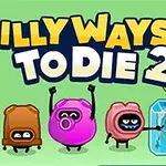 Renkli, sevimli karakterler ve Silly Ways to Die 2 yazısı yeşil bir arka plan üzerinde