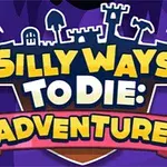 Mor arka planda kale silüetleri ve Silly Ways to Die: Adventure 2 yazısı