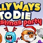 Renkli karakterlerin Noel temalı bir partide eğlendiği çizgi film tarzı bir sahne