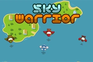 Yeşil ada ve uçaklar üzerinde Sky Warrior yazısı