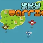 Yeşil ada ve uçaklar üzerinde Sky Warrior yazısı