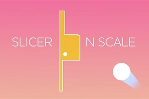 Pembe arka plan üzerinde, ortada turuncu renkli bir şekil ve sağ tarafta beyaz bir top bulunan minimalist tasarım