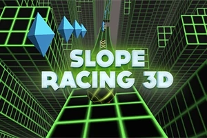 Yeşil ızgaralı yollar ve büyük harflerle Slope Racing 3D yazısı