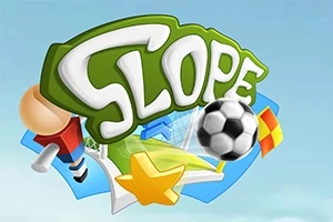 Yeşil zemin üzerinde Slope yazısı, bir futbol topu, sarı bir yıldız ve kale direği ile ilgili görsel unsurlar