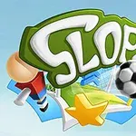 Yeşil zemin üzerinde Slope yazısı, bir futbol topu, sarı bir yıldız ve kale direği ile ilgili görsel unsurlar