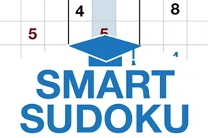 Mavi renkte bir mezuniyet kepi ve büyük harflerle SMART SUDOKU yazısının üzerinde bir kısım sudoku kareleri