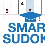 Mavi renkte bir mezuniyet kepi ve büyük harflerle SMART SUDOKU yazısının üzerinde bir kısım sudoku kareleri