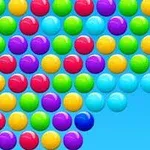 Renkli yuvarlak baloncuklar mavi bir fon üzerinde gruplar halinde düzenlenmiş