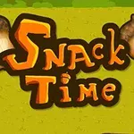 Yeşil arka plan üzerinde büyük harflerle Snack Time yazısı ve etrafında meşe palamudu görselleri yer alıyor