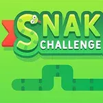 Yeşil bir yılan, elma görseli ve üstünde Snake Challenge yazısı bulunan yeşil arka plan