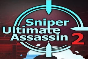 Nişangah grafiklerinin kesiştiği, üzerinde Sniper Ultimate Assassin 2 yazan odaklanmış bir metin görüntüsü