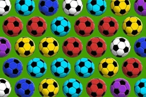 Yeşil bir arka plan üzerinde farklı renklerde ve desenlerde futbol topları