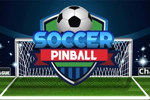 Futbol topu ve kalkan önünde Soccer Pinball yazısının yer aldığı bir futbol kalesi