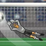 Kaleci, gelen bir futbol topunu kurtarmak için uzanırken