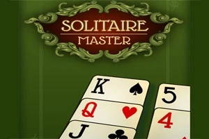 Yeşil bir arka plan üzerinde Solitaire Master başlığı ve iskambil kartları