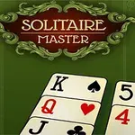 Yeşil bir arka plan üzerinde Solitaire Master başlığı ve iskambil kartları