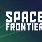 Bir uzay roketi ve yanında Space Frontier yazısı bulunan arka plan