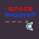Uzayda yer alan üç farklı renkli uzay gemisi ve Space Shooter yazısı