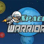 Uzay arka planında roketli bir astronot figürü ve Space Warrior yazısı