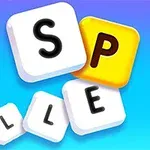 Beyaz ve sarı kareler üzerinde büyük S, P, E, L harfleriyle renkli bir kelime düzenlemesi