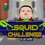 Bir çocuğun yüzü ve üzerinde Squid Challenge E-SCAPE yazılı grafikler