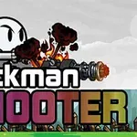 Çizgi karakterin büyük bir silahla ateş ettiği ve Stickman Shooter yazısının bulunduğu renkli bir görüntü