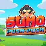 Karikatür tarzında bir sumocu ve SUMO PUSH PUSH yazısının yer aldığı renkli bir manzara