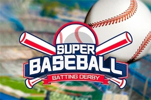 Beyzbol topu ve sopaları ile süslenmiş Super Baseball yazılı bir logo