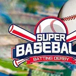 Beyzbol topu ve sopaları ile süslenmiş Super Baseball yazılı bir logo