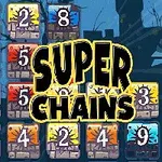Renkli bloklar üzerinde sayılar ve ortada Super Chains metni bulunan bir oyun ekranı