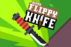 Yeşil bir arka plan üzerinde duran bıçak ve üzerinde Super Flippy Knife yazan grafik bir tasarım